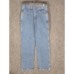 RUSTLER Mens Jean 29x30 Blue Wash Regular Fit Denim Pants Casual Workwear Rugged